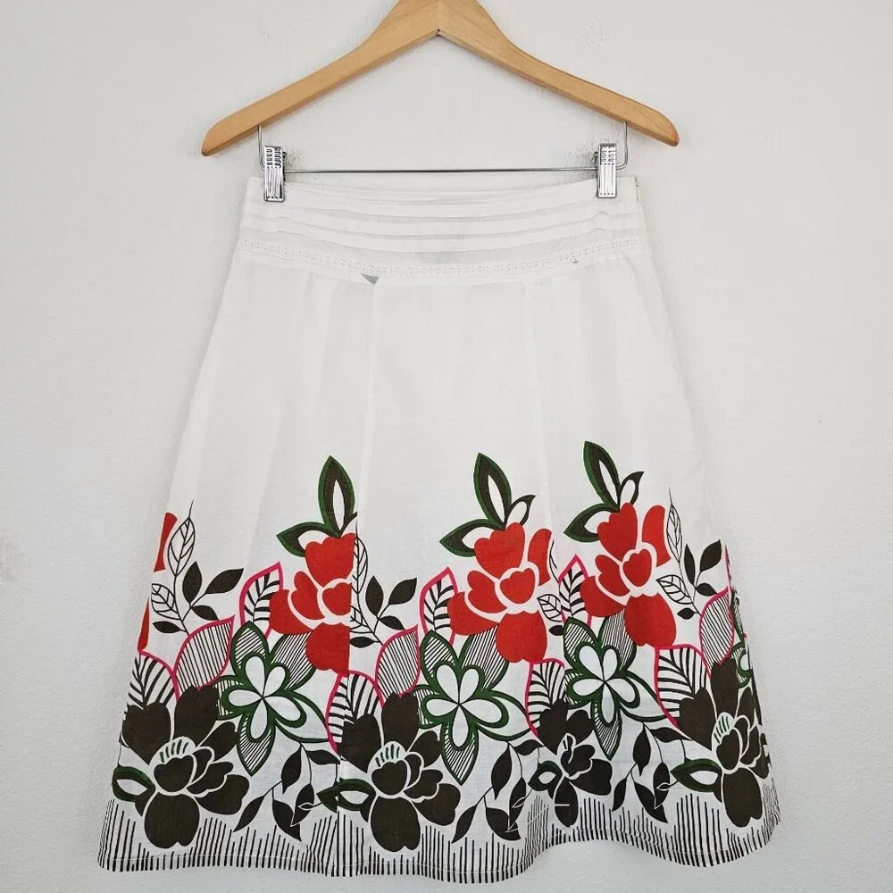 Floral Print Colorful Cotton Skirt Womens Sz S Lined Bohemian Mood Day Nigth